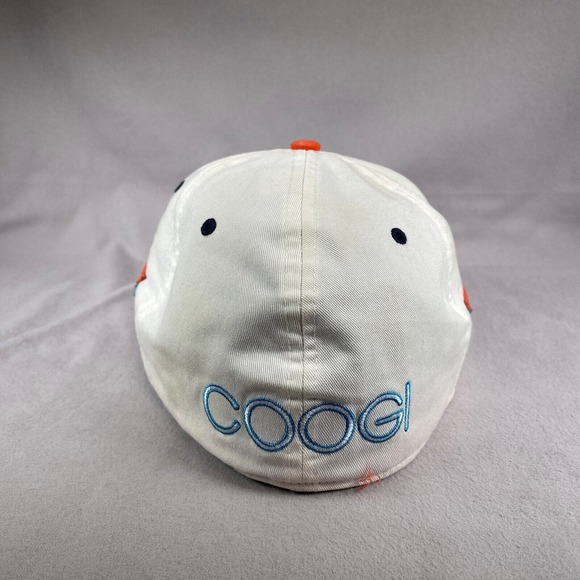 COOGI Hat Mens 7 5/8 Fitted White Baseball Cap 3 Stripes Embroidered Flat Bill - Picture 3 of 10